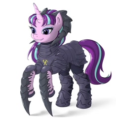 Size: 1000x1064 | Tagged: safe, artist:vyazinrei, character:starlight glimmer, species:pony, species:unicorn, g4, armor, fangs, makeup, solo