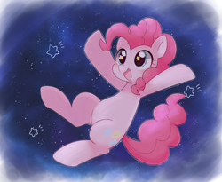 Size: 3124x2559 | Tagged: safe, artist:ginmaruxx, character:pinkie pie, species:earth pony, species:pony, g4, cute, diapinkes, female, galaxy, high res, mare, night, night sky, open mouth, pixiv, sky, solo, starry eyes, stars, wingding eyes