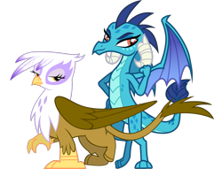 Size: 2592x1984 | Tagged: safe, artist:davidsfire, artist:peachspices, edit, character:gilda, character:princess ember, species:dragon, species:griffon, episode:griffon the brush-off, g4, my little pony: friendship is magic, absurd resolution, bedroom eyes, female, simple background, transparent background, vector