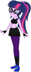 Size: 650x1497 | Tagged: safe, artist:supersamyoshi, character:twilight sparkle, character:twilight sparkle (scitwi), species:eqg human, g4, my little pony:equestria girls, boxing skirt, boxing trunks, clothing, exeron fighters, exeron gloves, frilly skirt, leggings, martial arts kids, martial arts kids outfits, shoes, simple background, skirt, sneakers, socks, solo, sports bra, sports skirt, transparent background