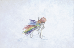 Size: 3461x2236 | Tagged: safe, artist:linkling, artist:mcclakken, character:rainbow dash, female, sketch, solo, traditional art, windswept mane