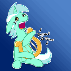 Size: 1000x1000 | Tagged: safe, artist:kymsnowman, character:lyra heartstrings, crying, female, hand, horse problems, lyre, music notes, solo, that pony sure does love hands