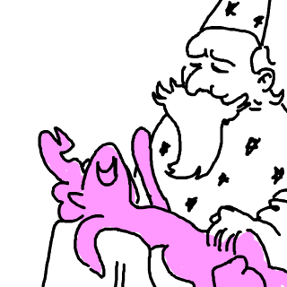 Size: 320x320 | Tagged: safe, artist:ciircuit, character:pinkie pie, species:human, animated, beard, behaving like a cat, clothing, facial hair, female, happy, hat, male, playing, stars, wizard, wizard hat
