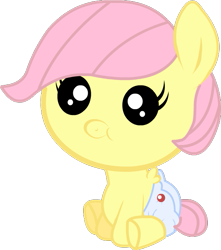 Size: 531x600 | Tagged: safe, artist:twitchy-tremor, character:fluttershy, species:pony, baby, baby pony, babyshy, diaper, female, filly, foal, simple background, solo, transparent background, vector