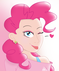 Size: 1080x1296 | Tagged: safe, artist:edvedd, character:pinkie pie, humanized, tongue out