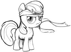 Size: 1589x1158 | Tagged: safe, artist:topgull, character:apple bloom, female, headband, monochrome, solo