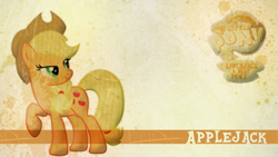 Size: 1920x1080 | Tagged: safe, artist:candy-muffin, character:applejack, female, logo, meme, solo, vector, wallpaper