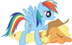 Size: 5395x3369 | Tagged: safe, artist:waranto, character:applejack, character:rainbow dash, simple background, transparent background, vector