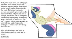 Size: 848x465 | Tagged: safe, artist:queen luna/luna the great, character:bon bon, character:sweetie drops, species:human, species:pony, fanfic, framed picture, hand, hooves, human on pony action, ms paint, text, tickling