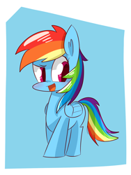Size: 1200x1600 | Tagged: safe, artist:kty159, character:rainbow dash, species:pegasus, species:pony, abstract background, female, looking sideways, mare, open mouth, solo, standing