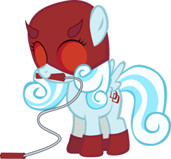 Size: 926x862 | Tagged: safe, artist:pipersack, oc, oc only, oc:snowdrop, clothing, costume, cute, daredevil, jump rope, snowbetes, superhero