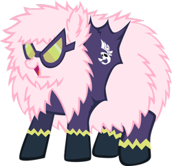Size: 1024x992 | Tagged: safe, artist:pipersack, oc, oc only, oc:fluffle puff, fluffy, shadowbolts, simple background, transparent background, vector, wardrobe malfunction