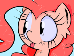 Size: 1024x768 | Tagged: safe, artist:strabarybrick, character:pinkie pie, :t, blep, cute, female, portrait, smiling, solo, tongue out