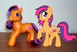 Size: 1453x994 | Tagged: safe, artist:mlpazureglow, character:scootaloo, g3, female, g3 to g4, generation leap, irl, photo, toy