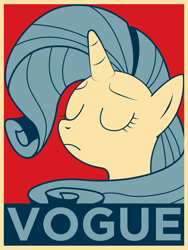 Size: 1134x1504 | Tagged: dead source, safe, artist:equestria-election, character:rarity, female, hope poster, propaganda, solo, vogue