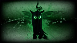 Size: 1920x1080 | Tagged: safe, artist:amoagtasaloquendo, character:queen chrysalis, glowing eyes, silhouette, vector, wallpaper