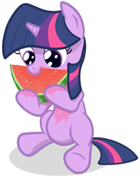 Size: 1000x1268 | Tagged: dead source, safe, artist:manateemckenzie, character:twilight sparkle, species:pony, species:unicorn, female, filly, juice, messy, simple background, solo, transparent background, watermelon