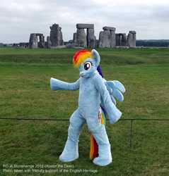Size: 800x838 | Tagged: safe, artist:atalonthedeer, character:rainbow dash, costume, england, furry, fursuit, irl, photo, ponies around the world, stonehenge