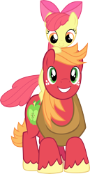 Size: 4660x9000 | Tagged: safe, artist:mandydax, character:apple bloom, character:big mcintosh, species:earth pony, species:pony, absurd resolution, brother and sister, faec, female, male, ponies riding ponies, simple background, stallion, transparent background, vector