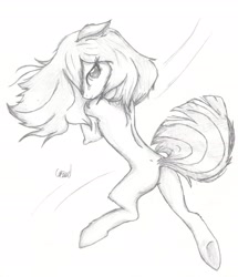 Size: 2384x2773 | Tagged: safe, artist:ethereal-desired, character:marble pie, female, monochrome, sketch, solo, underhoof