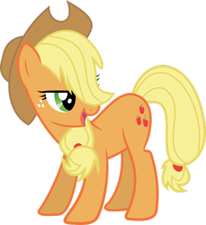 Size: 856x933 | Tagged: safe, artist:waranto, character:applejack, bedroom eyes, female, hair over one eye, looking back, simple background, solo, transparent background, vector
