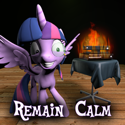 Size: 485x485 | Tagged: safe, artist:chaotrix, character:twilight sparkle, character:twilight sparkle (alicorn), species:alicorn, species:pony, 3d, burning, female, insanity, mare, monocle, source filmmaker, xbox one