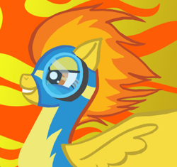 Size: 490x460 | Tagged: dead source, safe, artist:giuliabeck, character:spitfire, species:pegasus, species:pony, female, goggles, mare, photoshop, solo, wonderbolts uniform