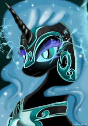 Size: 900x1293 | Tagged: safe, artist:giuliabeck, character:nightmare moon, character:princess luna, species:alicorn, species:pony, g4, bust, female, mare, photoshop, solo