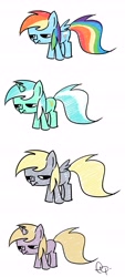 Size: 2691x5980 | Tagged: safe, artist:yikomega, character:derpy hooves, character:dinky hooves, character:lyra heartstrings, character:rainbow dash, species:pegasus, species:pony, female, mare