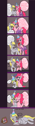Size: 1224x4320 | Tagged: safe, artist:lamentedmusings, character:derpy hooves, character:pinkie pie, species:pegasus, species:pony, ..., birthday, clothing, comic, crying, female, happy, hat, mare, muffin, party hat, pinkie promise, present