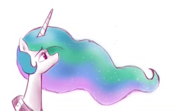 Size: 1100x700 | Tagged: safe, artist:mcnuggyy, character:princess celestia, species:alicorn, species:pony, g4, bust, female, looking up, mare, portrait, profile, simple background, solo, white background