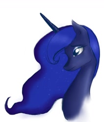 Size: 1100x1300 | Tagged: safe, artist:mcnuggyy, character:princess luna, species:alicorn, species:pony, g4, bust, female, mare, portrait, profile, sad, simple background, solo, white background