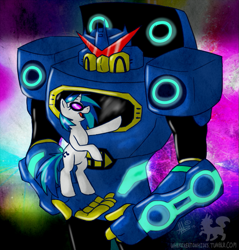 Size: 651x680 | Tagged: safe, artist:thepipefox, character:dj pon-3, character:vinyl scratch, crossover, soundscratch, soundwave, transformers, transformers animated
