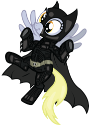Size: 2536x3536 | Tagged: safe, artist:smashinator, character:derpy hooves, species:pegasus, species:pony, g4, batman, crossover, female, high res, mare, scrunchy face, simple background, solo, transparent background