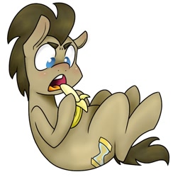 Size: 800x818 | Tagged: safe, artist:mcnuggyy, character:doctor whooves, character:time turner, banana, male, solo