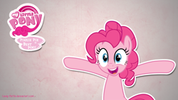 Size: 1920x1080 | Tagged: safe, artist:candy-muffin, character:pinkie pie, best pony, female, logo, meme, solo, vector, wallpaper