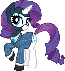 Size: 757x825 | Tagged: safe, artist:smashinator, character:rarity, species:pony, species:unicorn, g4, balaclava, clothing, crossover, female, mare, raised hoof, simple background, solo, spy, suit, team fortress 2, transparent background
