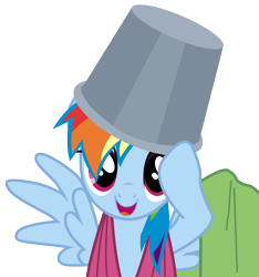 Size: 5150x5510 | Tagged: dead source, safe, artist:eruvon, character:rainbow dash, episode:suited for success, g4, my little pony: friendship is magic, absurd resolution, bucket, bucketdash, female, headbucket, rainbow dash always dresses in style, simple background, smiling, solo, transparent background, vector