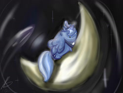 Size: 1600x1200 | Tagged: safe, artist:strabarybrick, character:princess luna, chubbie, :3, cute, female, magic, moon, s1 luna, smiling, solo, tangible heavenly object