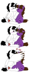 Size: 389x960 | Tagged: safe, artist:takeo, artist:violetfeatheroficial, oc, oc only, species:alicorn, species:pony, species:unicorn, alicorn oc, female, kissing, love, male, oc x oc, straight