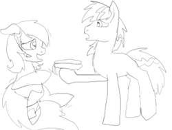 Size: 411x311 | Tagged: safe, artist:queen luna/luna the great, character:roseluck, oc, species:pony, clothing, doctor who, jacket, monochrome, ponified, rose tyler, shivering, vortex manipulator