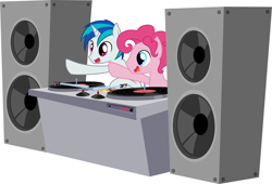 Size: 1280x872 | Tagged: safe, artist:staticwave12, character:dj pon-3, character:pinkie pie, character:vinyl scratch, ask, ask record scrape, bubble berry, dj col-7, record scrape, rule 63, tumblr