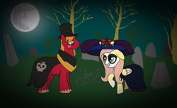 Size: 1024x625 | Tagged: safe, artist:estevangel, character:big mcintosh, character:fluttershy, species:earth pony, species:pony, ship:fluttermac, clothing, costume, dia de los muertos, mac the ripper, male, shipping, stallion, straight