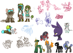 Size: 2329x1692 | Tagged: safe, artist:spideride, oc, oc only, oc:catnip, oc:wanderlust, species:anthro, species:earth pony, species:pegasus, species:pony, beanie, book, cigarette, clothing, female, flower, freckles, hat, mare, mouse costume, nose ring, pet oc, scarf, smoking, yawn