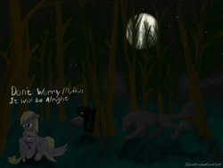 Size: 8000x6000 | Tagged: safe, artist:idontrunntoofast, character:derpy hooves, character:dinky hooves, species:pegasus, species:pony, absurd resolution, crying, female, field, mare, night, sad, scared