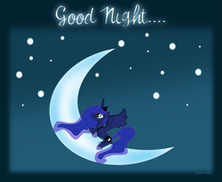 Size: 2379x1948 | Tagged: safe, artist:mlpazureglow, character:princess luna, female, good night, goodnight, moon, solo, stars, tangible heavenly object