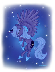 Size: 1180x1531 | Tagged: safe, artist:mlpazureglow, character:princess luna, species:alicorn, species:pony, eyes closed, female, s1 luna, smiling, solo