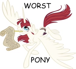 Size: 1024x939 | Tagged: safe, artist:draikjack, edit, oc, oc only, oc:fausticorn, species:alicorn, species:pony, 1000 hours in ms paint, alicorn oc, background pony strikes again, comic sans, experiment, faustabuse, lauren faust, obvious troll, op is a duck, op is trying to start shit, ponified, solo, text, troll, worst pony