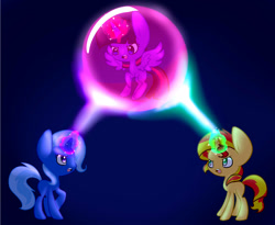 Size: 1424x1168 | Tagged: safe, artist:le-poofe, character:sunset shimmer, character:trixie, character:twilight sparkle, character:twilight sparkle (alicorn), species:alicorn, species:pony, species:unicorn, counterparts, magic, magical trio, twilight's counterparts