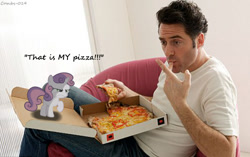 Size: 1012x634 | Tagged: safe, artist:digitalpheonix, character:sweetie belle, irl, photo, pizza, ponies in real life